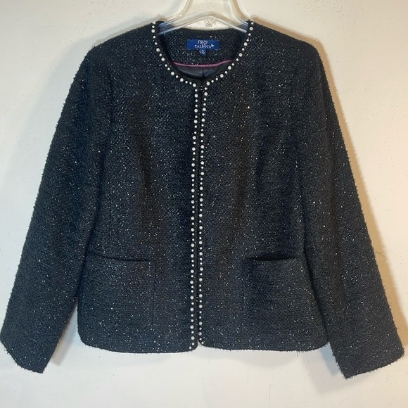 NWOT. RSVP by Talbots 18 Wool Blend Shimmer Boucle Tweed Jacket with Pearl Trim. - Picture 3 of 13